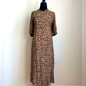 Anthropologie animal print midi dress